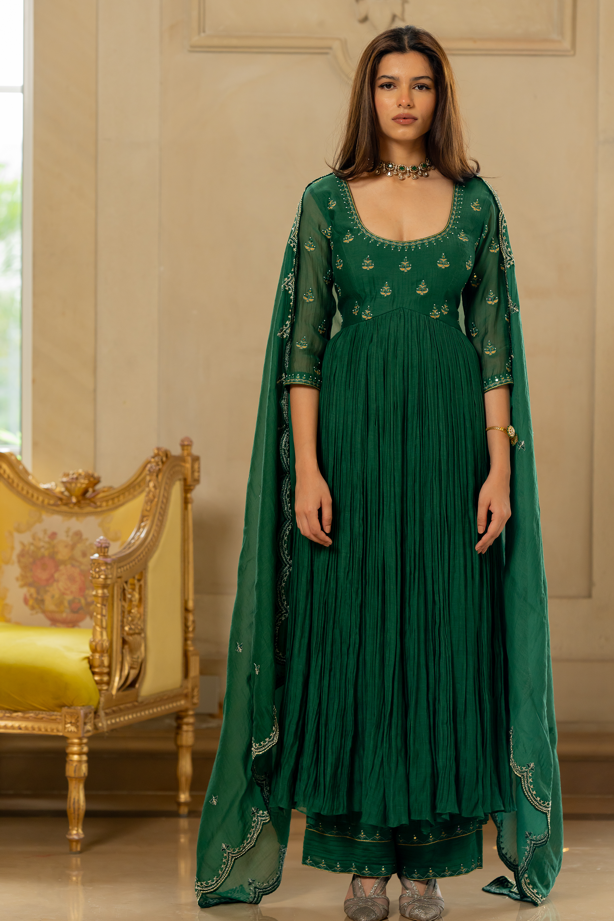 LARISSA ANARKALI SET – GREEN 2XL