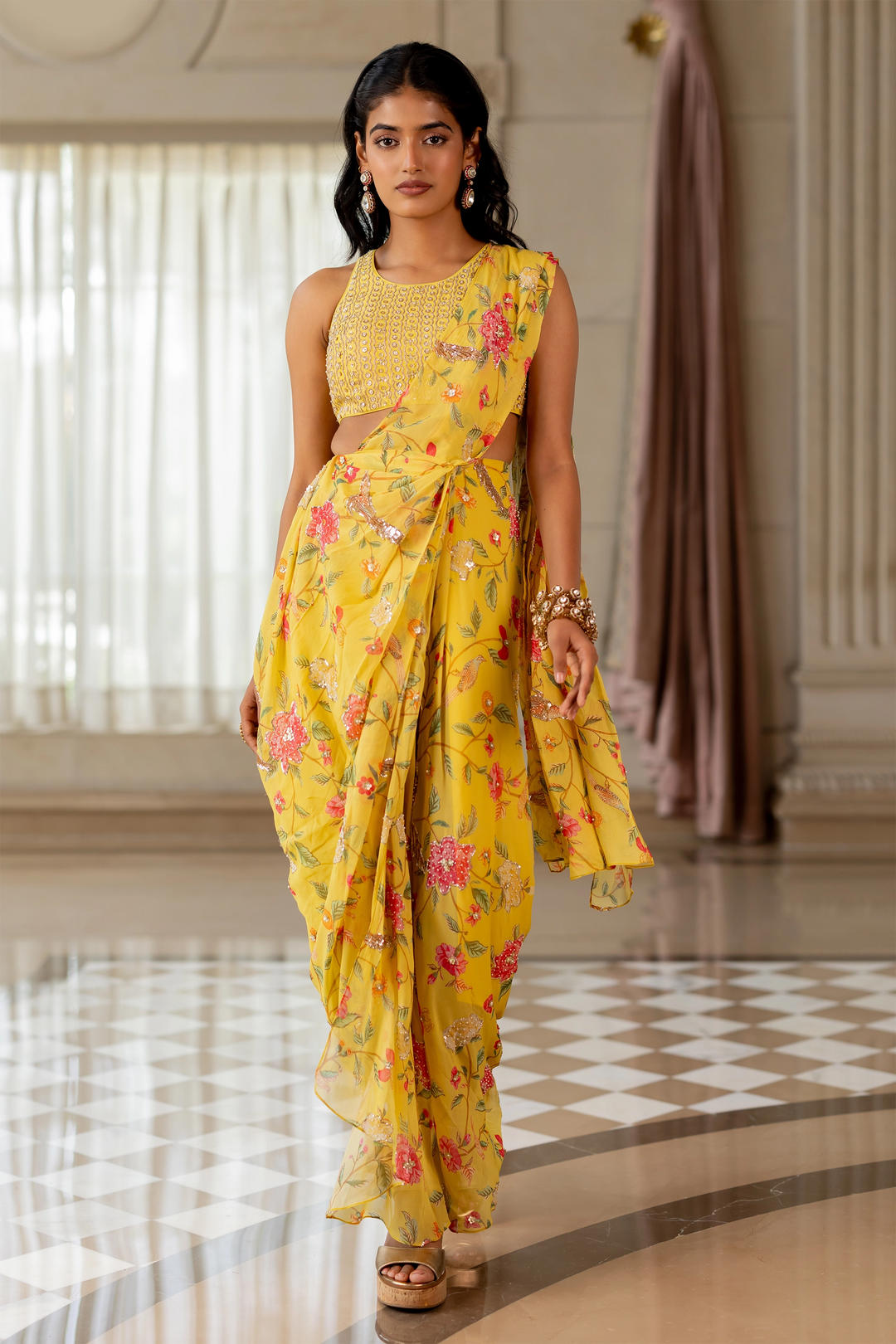 EMILY SAREE SET – MULTICOLOURED