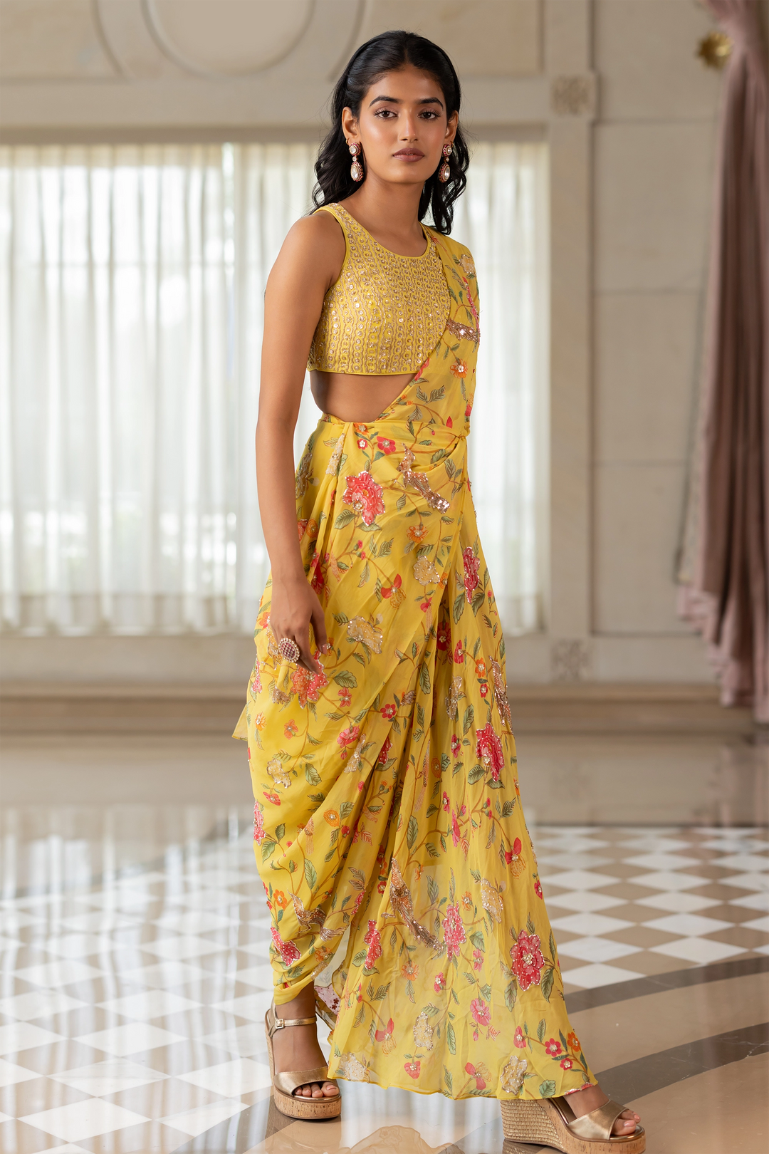 EMILY SAREE SET – MULTICOLOURED