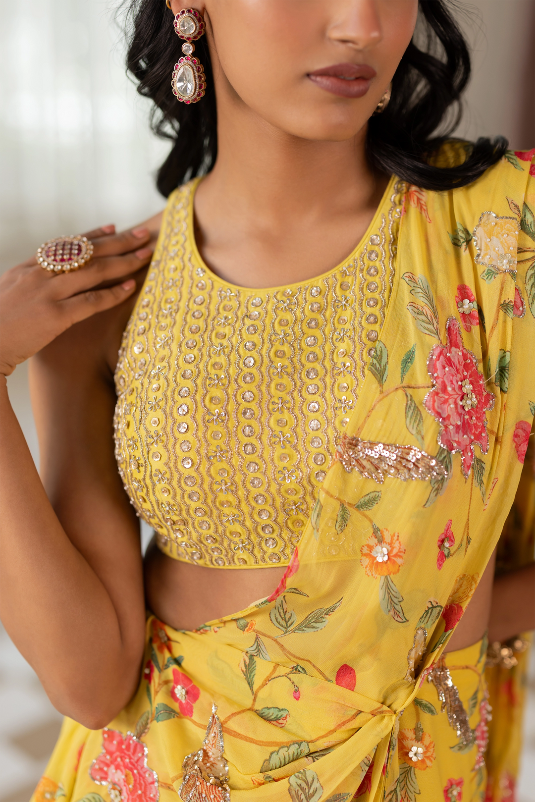 EMILY SAREE SET – MULTICOLOURED