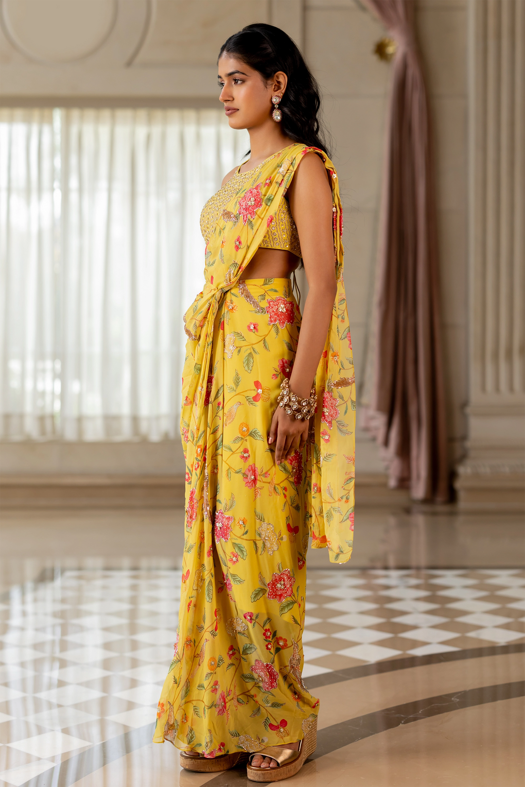 EMILY SAREE SET – MULTICOLOURED