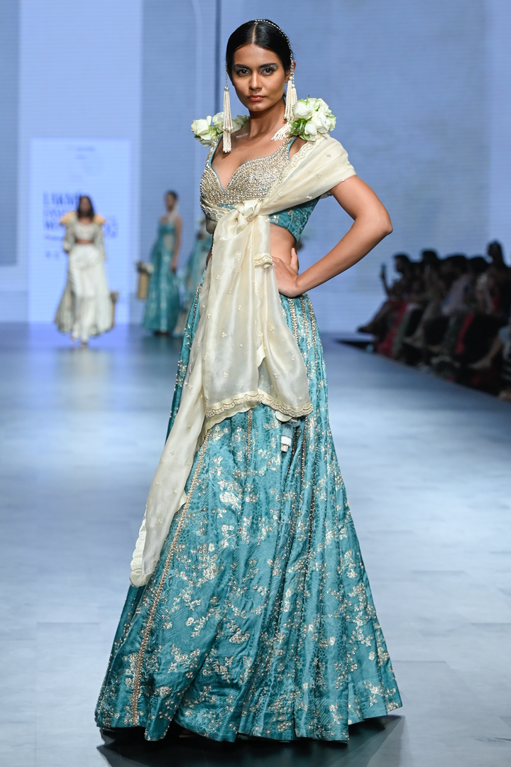 ADELE LEHENGA SET – ICE BLUE