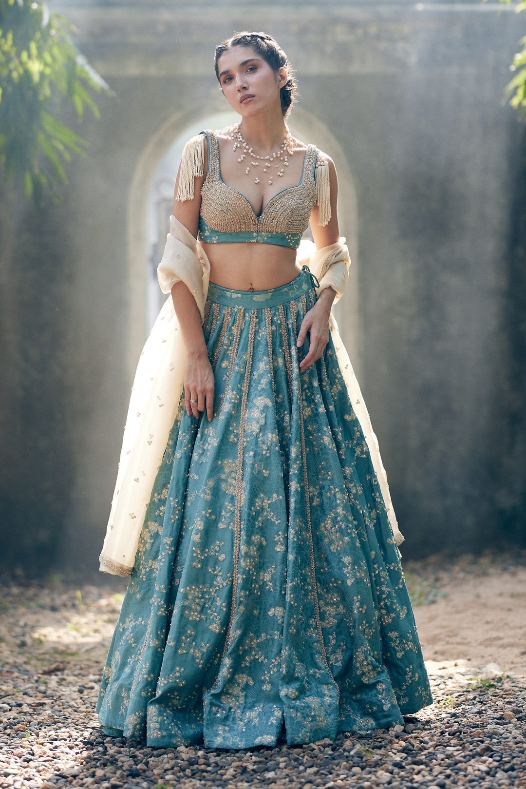 ADELE LEHENGA SET – ICE BLUE