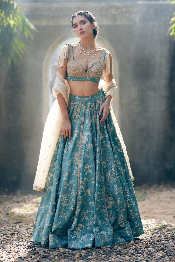 ADELE LEHENGA SET – ICE BLUE