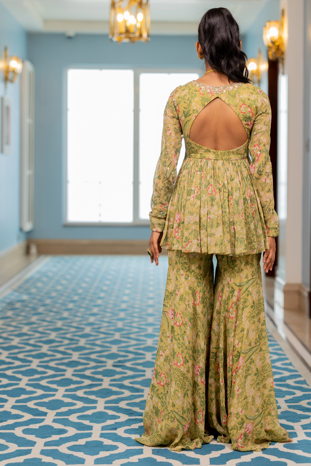 KEEVA PEPLUM SET – SAGE GREEN