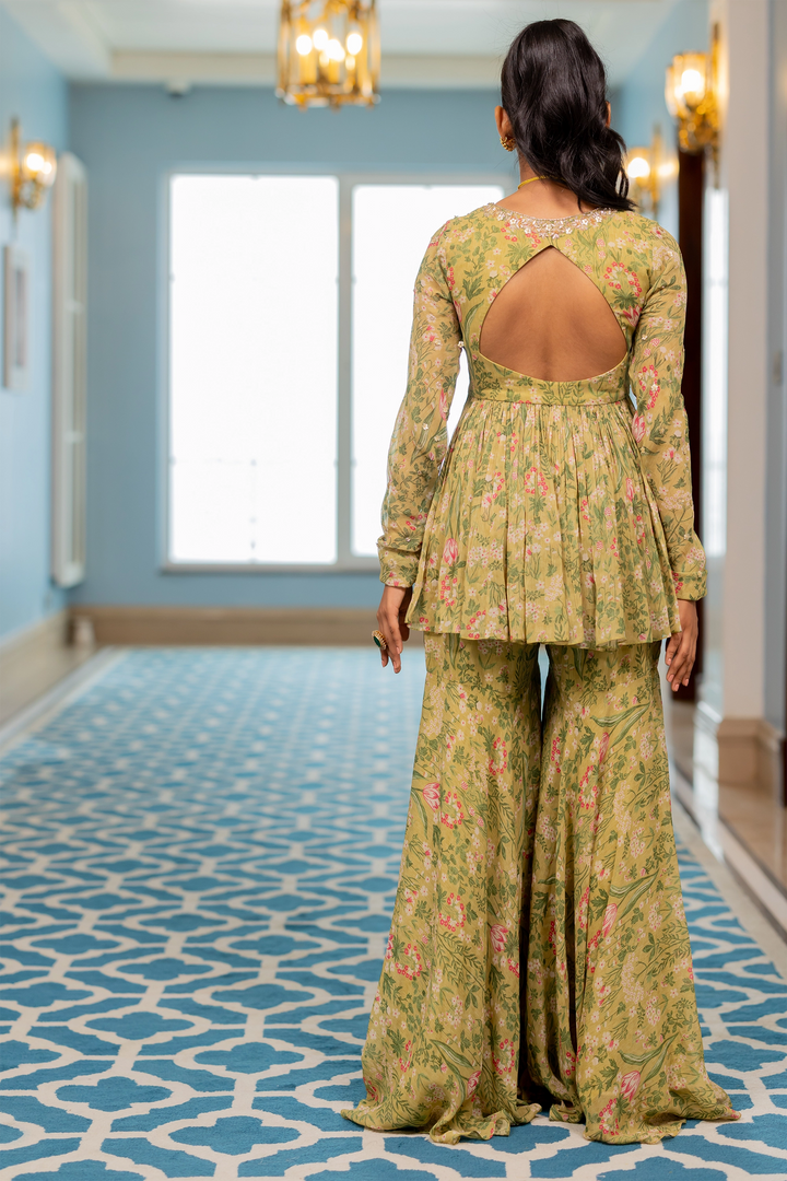 KEEVA PEPLUM SET – SAGE GREEN