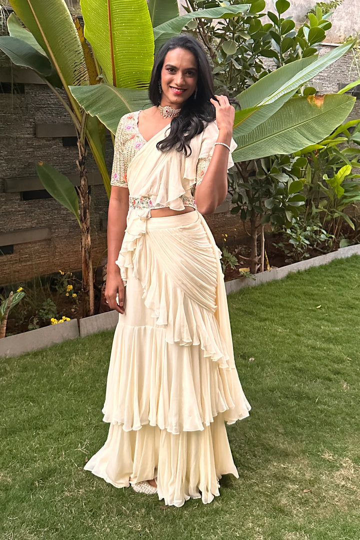 PV Sindhu in the MELANIE SAREE SET