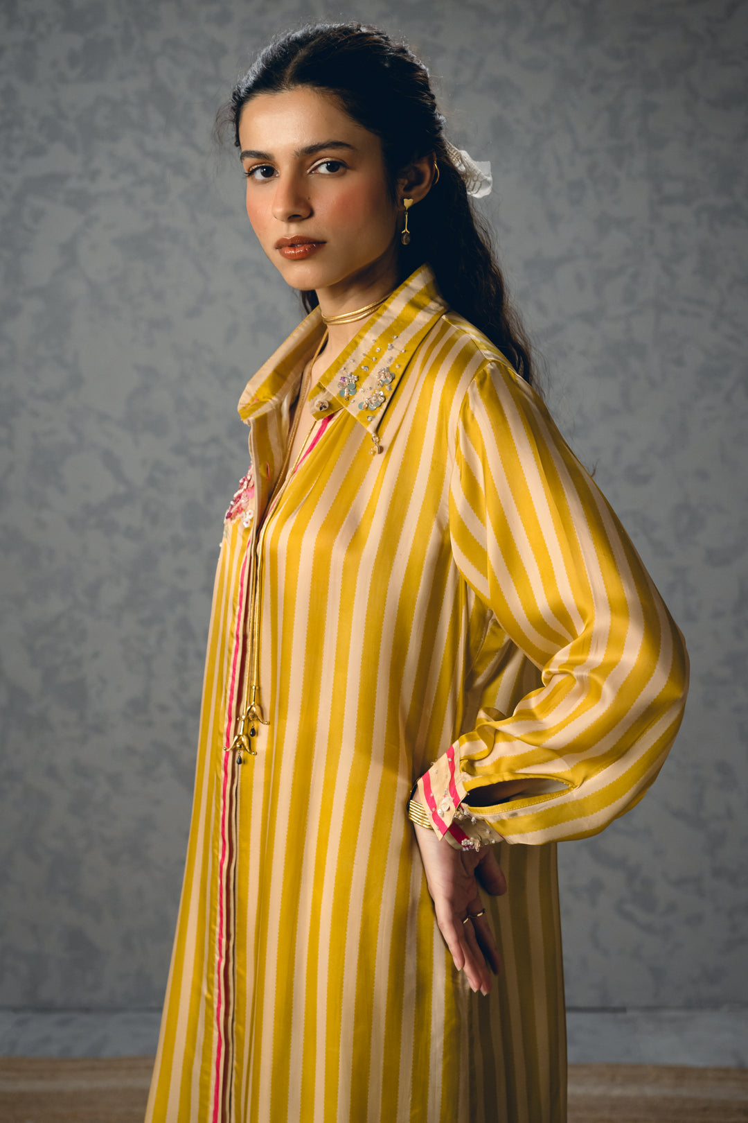 LACEY KURTA SET-  MUSTARD
