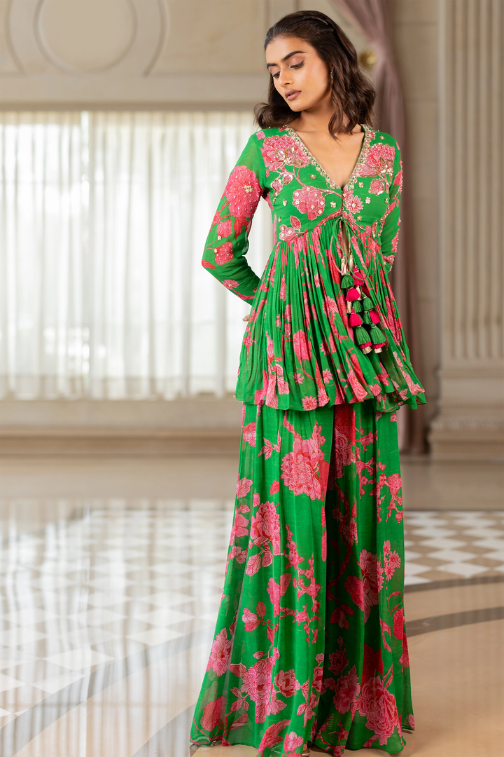 RISHA PEPLUM SET – GREEN