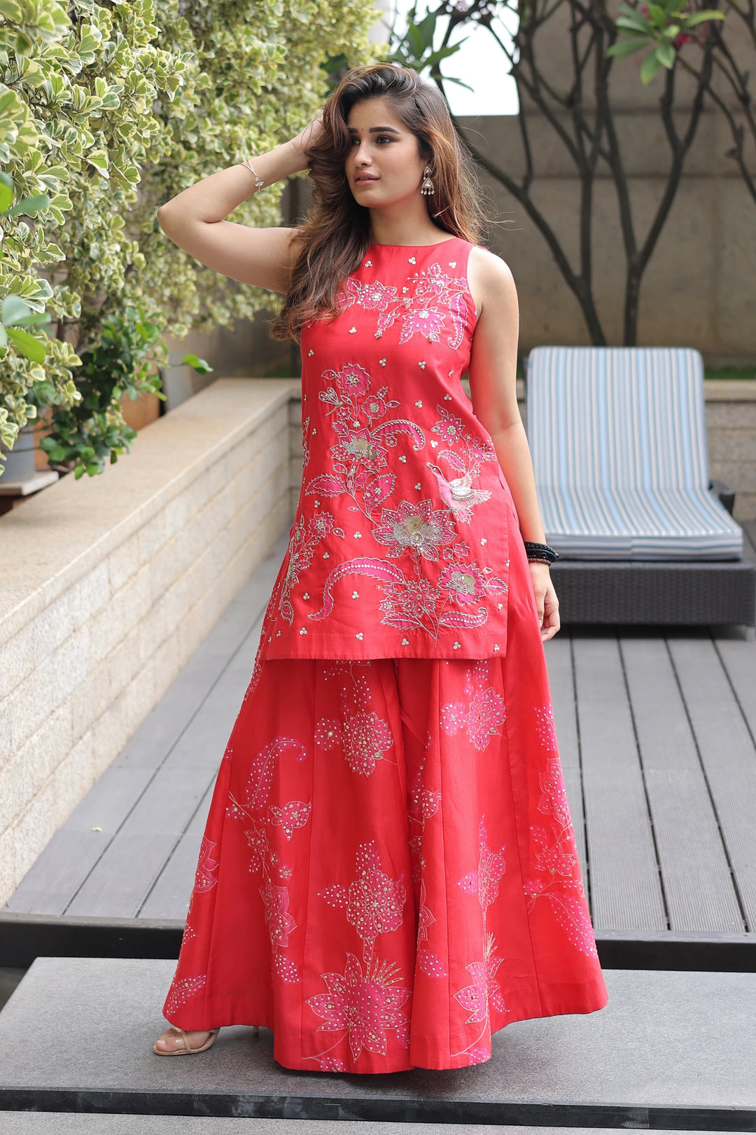 Rasha Thadani in the HALO KURTI SET – RED