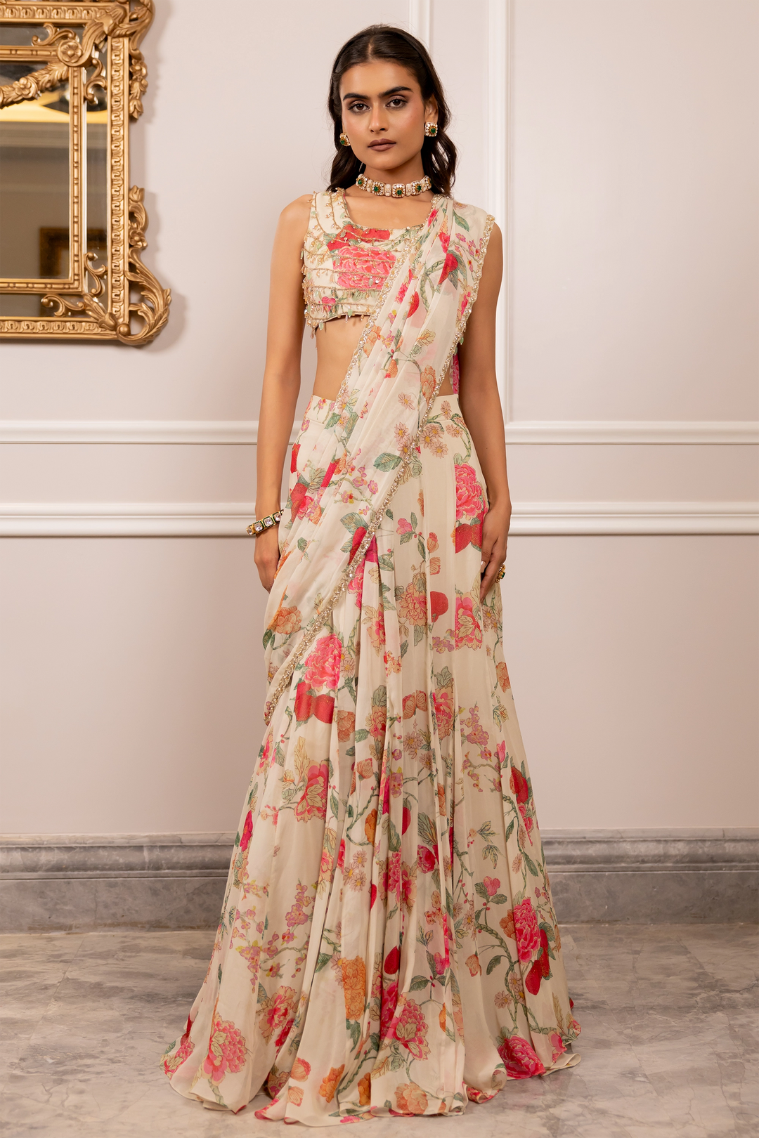 KIARA SAREE SET – OFF WHITE
