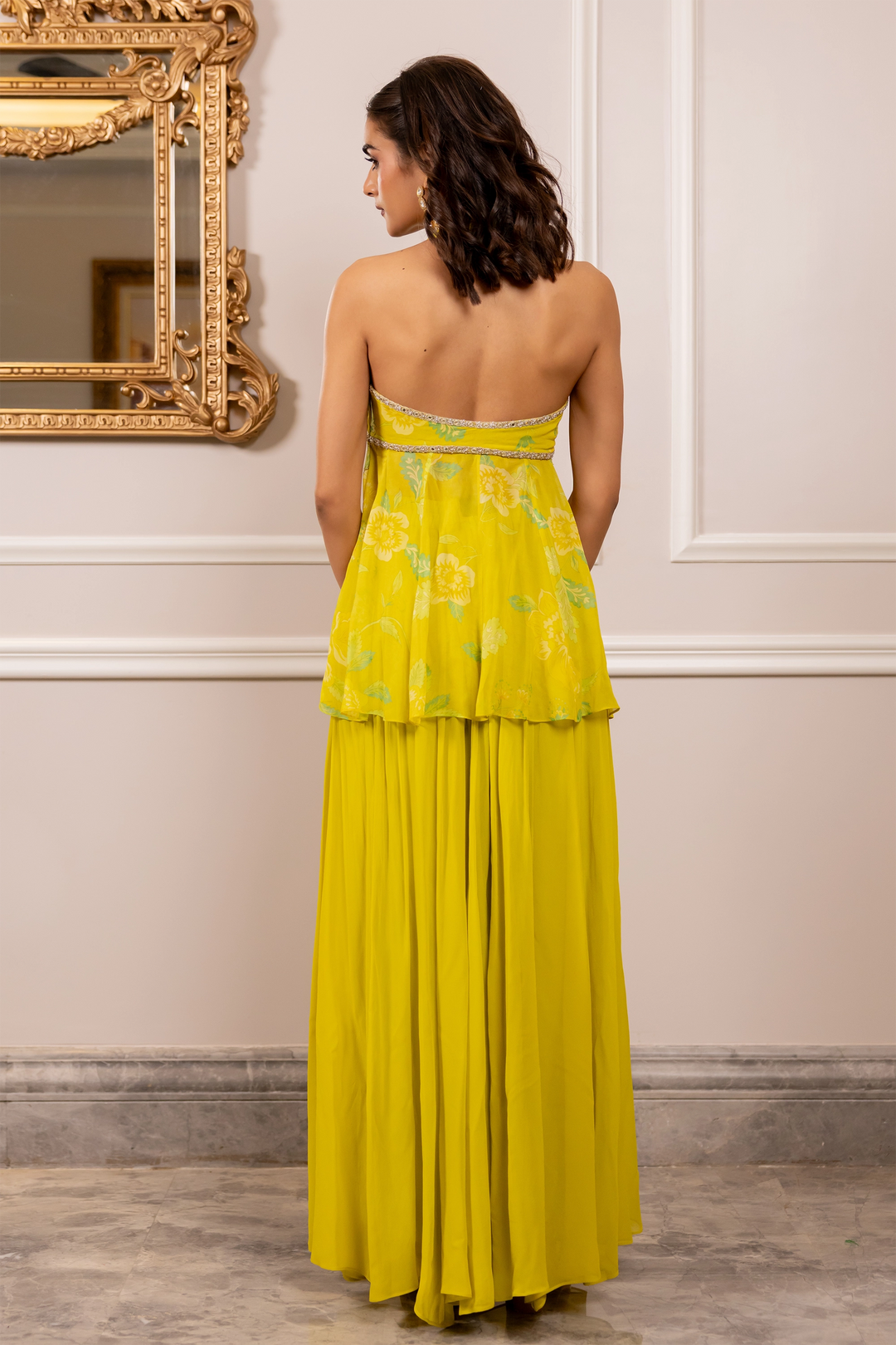 MELINDA PEPLUM SET – YELLOW