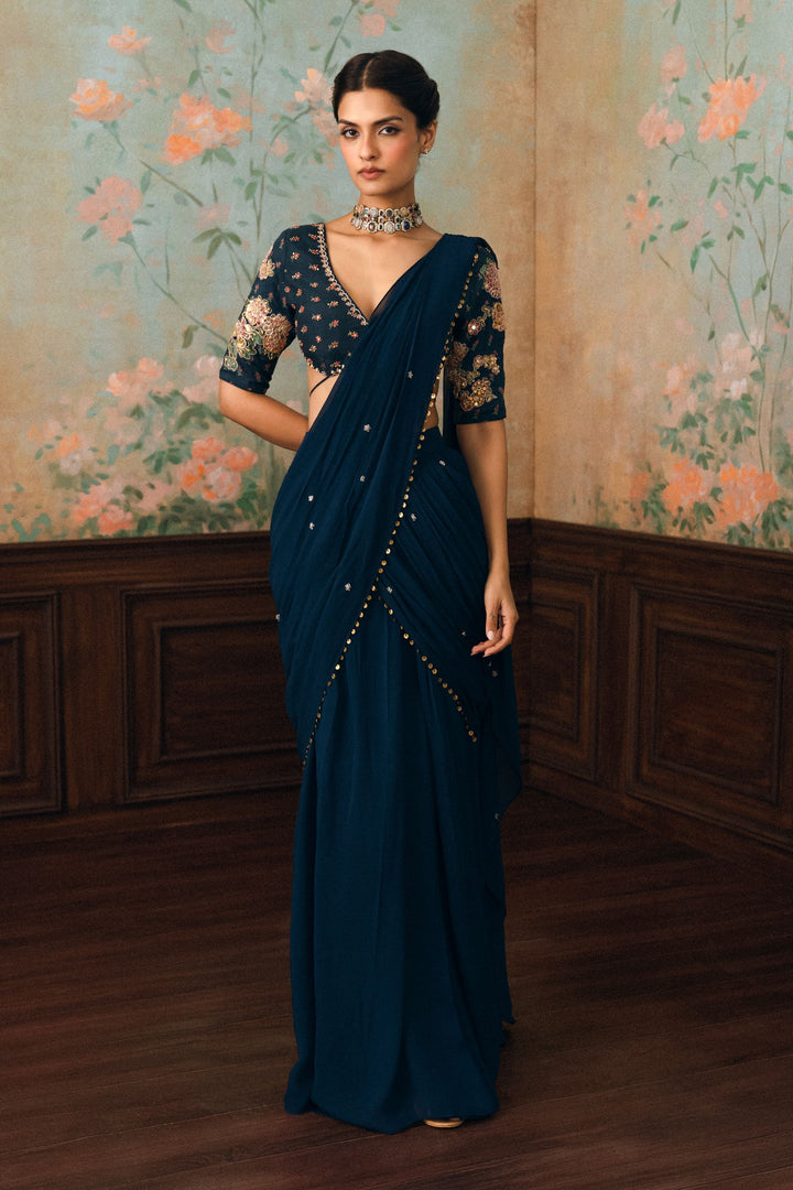 KAIA SAREE SET – NAVY BLUE