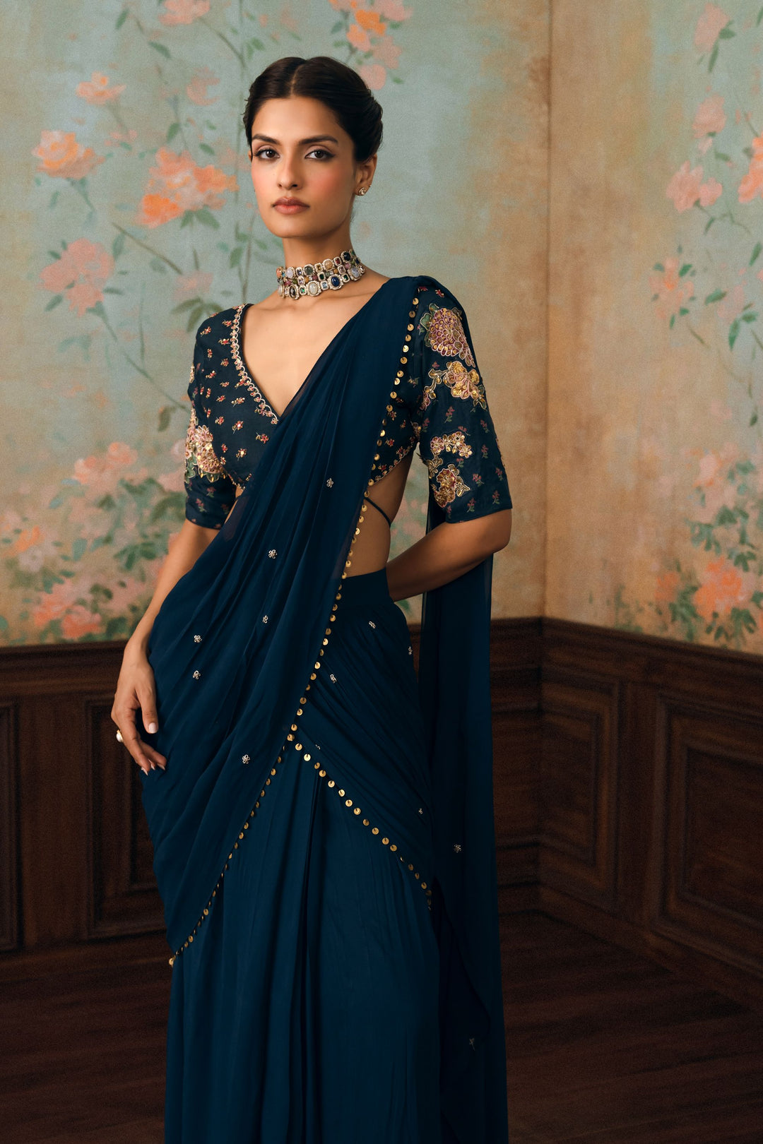 KAIA SAREE SET – NAVY BLUE
