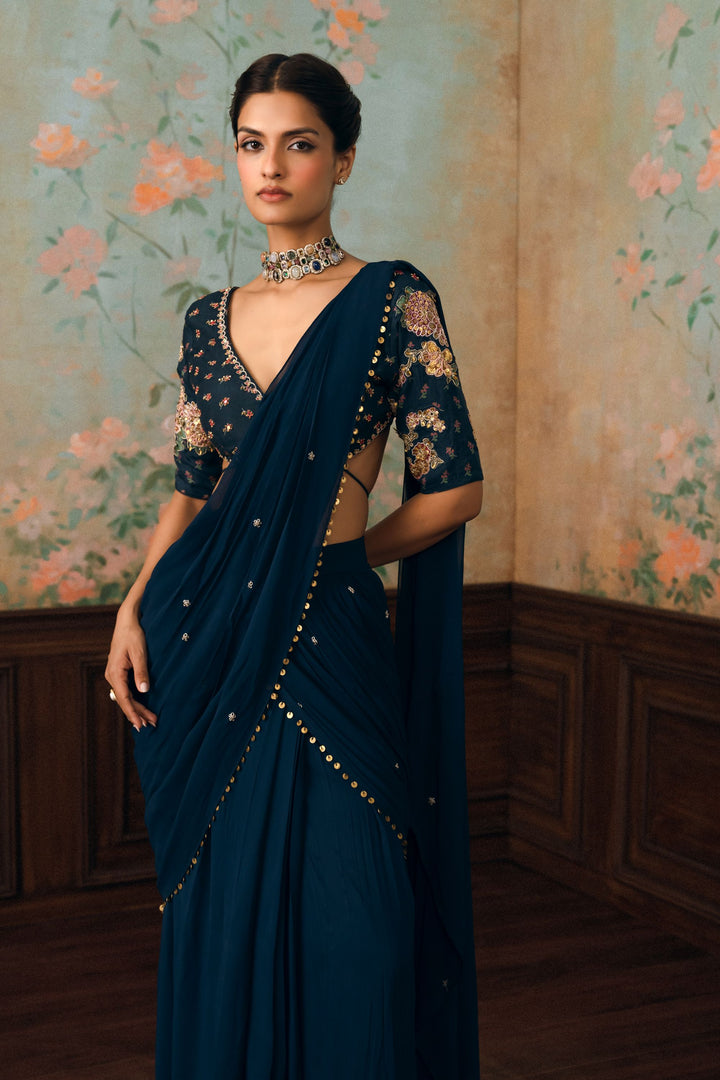 KAIA SAREE SET – NAVY BLUE