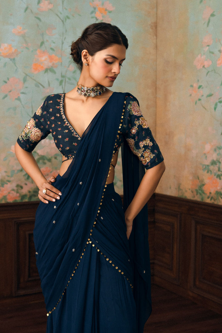 KAIA SAREE SET – NAVY BLUE