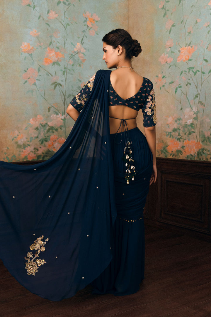 KAIA SAREE SET – NAVY BLUE