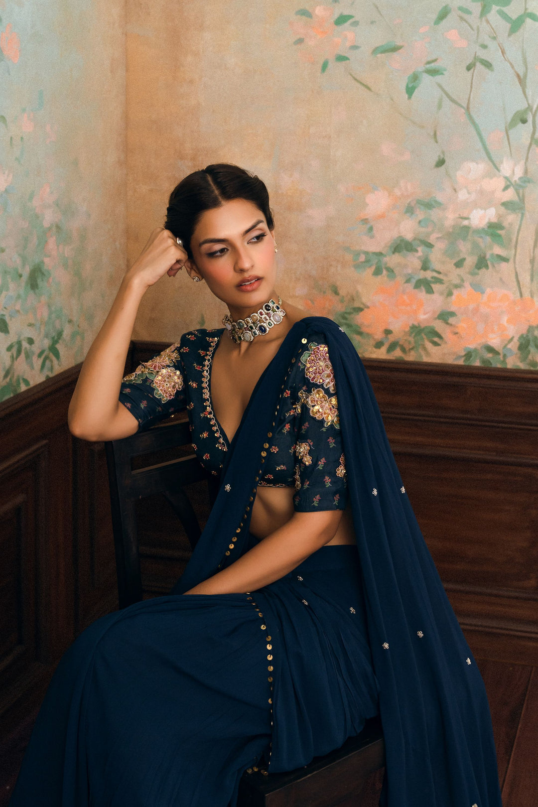 KAIA SAREE SET – NAVY BLUE