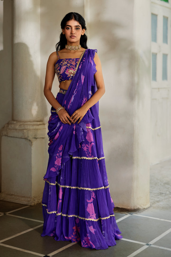 OPAL SAREE SET – GRAPE
