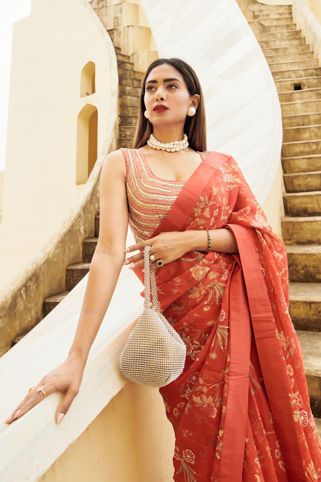 The Indie Electric in the GARNET SAREE SET