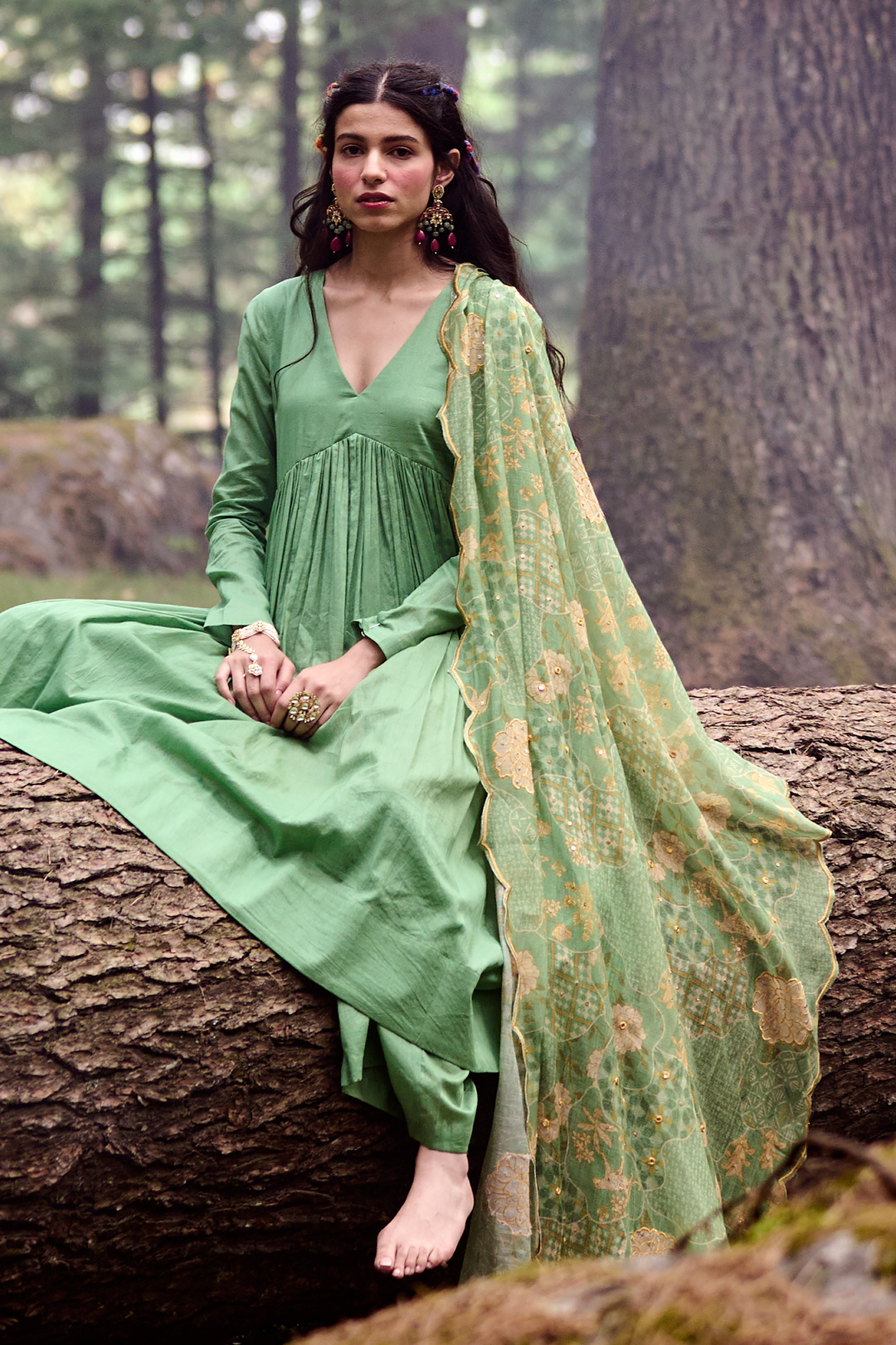 LOU ANARKALI SET – GREEN